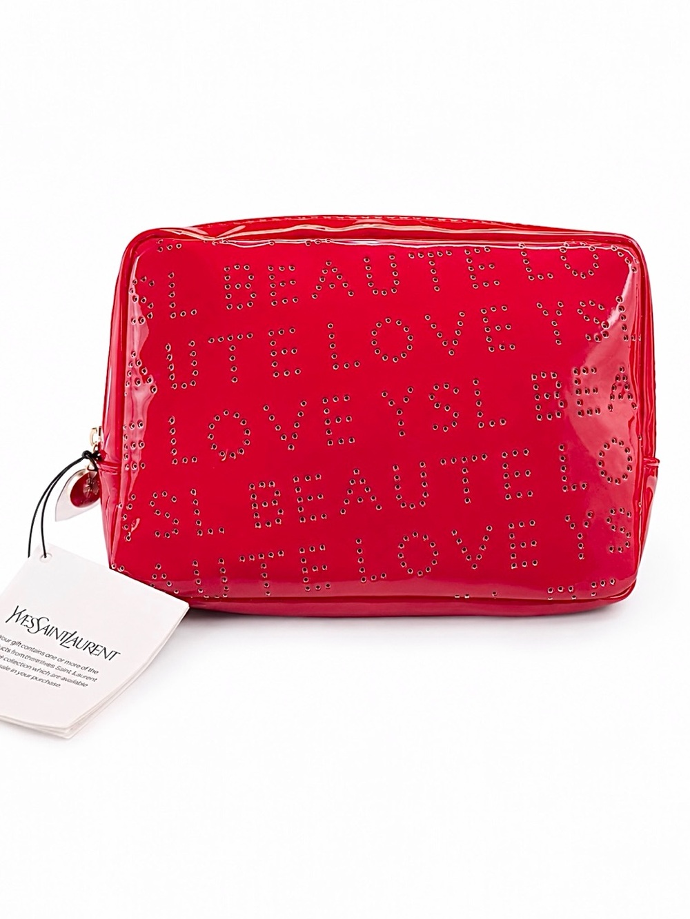 YSL Beauté Red Patent Cosmetic Makeup Bag NWT Yves Saint Laurent Pouch